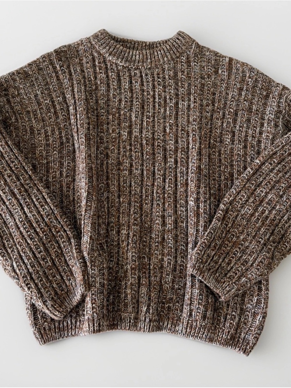 Fishermans Marled Brown Cotton Blend Crewneck Pullover Women’s Sweater Size XL